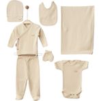 Maxhilda Bebe Erkek - Kız Bebek 7 Parça Hastane Çıkışı Zıbın Seti Natural Pastel Renk (Hediye Paketi Yapılır) - Açık - Krem Rengi - Yenidoğan