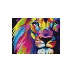 MAXİ Renkli Aslan - Diamond Painting, Elmaslı Goblen, Mozaik Tablo, Elmas, Boncuk, Taş Işleme 40 X 30cm