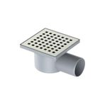 Maxiflow Line Serisi 10x10 Yandan Çıkışlı Yer Süzgeci Metal Ø50 Çıkışlı Klapesiz