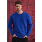 MAXIMILLIAN Erkek %100 Pamuk Oversize Bisiklet Yaka Basic 3 İplik Kumaş Şardonlu Sweatshirt LACİVERT