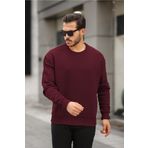 MAXIMILLIAN Erkek Bisiklet Yaka Regular Fit Basic Sweatshirt BORDO