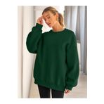 MAXIMILLIAN Kadın Bisiklet Yaka Basic Oversize Sweatshirt KOYU YEŞİL
