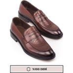 Maximoda Deri Erkek Ayakkabı Bağcıksız Kauçuk Tabanlı Günlük Kullanım İçin Şık Tasarım - Kahve