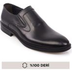 Maximoda Hakiki Deri Bağcıksız Erkek Ayakkabı Siyah Kauçuk Taban ile Günlük Kullanıma Uygun