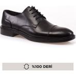 Maximoda Hakiki Deri Erkek Klasik Ayakkabı Ortopedik Taban Kauçuk Tabanlı - Siyah