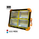 Maxled Mx-9020 Taşınabilir Şarjlı Solar Led Projektör 200W 3 Renk S.o.s