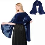 Maxmoc Stola Kadın Kutlama, Şifon Şal, Gece Elbisesi için Zarif Şal, Gece Elbiseleri, Gelinlikler Yaz Düğün için Hafif Çok Fonksiyonlu Şal (200 x 70 cm), Koyu mavi, Tek Beden