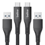 Maxonar 2 adet USB C hızlı şarj kablosu 10 Gbit/s veri USB A Android araç kablosu QC3.0 3.1A hızlı şarj cihazı veri aktarımı USB3.2 Gen2 Samsung Note20 Galaxy S23/22 Z Flip 5 Pixel 8 Pro PS5 2M siyah