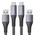 Maxonar 2 adet USB C hızlı şarj kablosu 10 Gbit/s veri USB A Android araç kablosu QC3.0 3.1A hızlı şarj cihazı veri aktarımı USB3.2 Gen2 Samsung Note20 Galaxy S23/22 Z Flip 5 Pixel 8 Pro PS5 3M gri