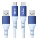 Maxonar 2 adet USB C hızlı şarj kablosu 10 Gbit/s veri USB A Android araç kablosu QC3.0 3.1A hızlı şarj cihazı veri aktarımı USB3.2 Gen2 Samsung Note20 Galaxy S23/22 Z Flip 5 Pixel 8 PS5 1M mavi