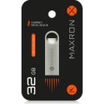 Maxron 32 GB Flash Bellek Metal Gövde Ömür Boyu Garantili Güvenli USB Bellek Data Traveler - Gri
