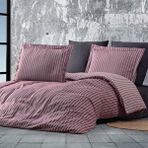 Maxstyle Bambu Çizgili Bordo Double Nevresim Takımı