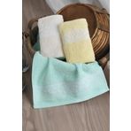 Maxstyle Elissa 30x50 cm Krem Sarı Mint Pamuklu Banyo Havlusu 3lü set