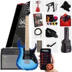 Maxword DE-150BL-50AMP Maple Klavye HH 50 W Amfili Elektro Gitar Seti - Mavi