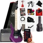 Maxword DE-150PU-50AMP Maple Klavye HH 50 W Amfili Elektro Gitar Seti - Mor