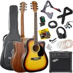 Maxword MCG-750SB-AMP Kaliteli Eq 25W Amfili Elektro Akustik Gitar Seti - 3 Renk Sunburst