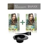 Maxx Deluxe 2'Li Natural Beauty Amonyaksız Saç Boyası 8.11 Yoğun Küllü Açık Kumral, Boya Tası, Fırça Hediye!