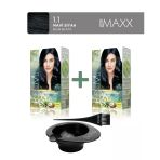Maxx Deluxe 2'Li Natural Beauty Amonyaksız Set Saç Boyası 1.1 Mavi Siyah, Boya Tası, Fırça Hediye!