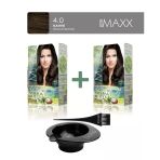 Maxx Deluxe 2'Li Natural Beauty Amonyaksız Set Saç Boyası 4.0 Kahve, Boya Tası Ve Fırça Hediye!
