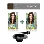 Maxx Deluxe 2'Li Natural Beauty Amonyaksız Set Saç Boyası 5.0 Açık Kahve, Boya Tası Ve Fırça Hediye!