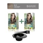Maxx Deluxe 2'Li Natural Beauty Amonyaksız Set Saç Boyası 8.0 Açık Kumral, Boya Tası, Fırça Hediye!
