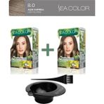 Maxx Deluxe 2'Li Natural Beauty Amonyaksız Set Saç Boyası 8.0 Açık Kumral, Boya Tası, Fırça Hediye!