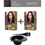 Maxx Deluxe 2'Li Paket Beauty Beauty Expert Set Boya 3.66 Patlıcan Moru, Boya Tası Ve Fırça Hediye!