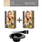 Maxx Deluxe 2'Li Paket Beauty Expert Set Boya 9.0 Doğal Sarı, Boya Tası Ve Fırça Hediye!