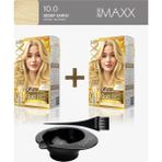 Maxx Deluxe 2'Li Paket Golden Beauty Set Saç Boyası 10.0 Sedef Sarısı, Boya Tası Ve Fırça Hediye!