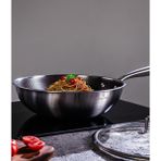 Maxx Doria Steel Fusion 28 cm Kapaklı Wok Tava PA3009 - Metalik Gri