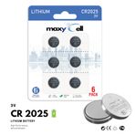 MaxyCell 6 Adet CR2025 lityum düğme pil, 3 V pil, Elektronik cihazlar, araba anahtarları, uzaktan kumandalar, tıbbi cihazları için