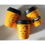 May Cup 7 Oz Karton Bardak 500 Adet Karışık Smile Desen + 500 Adet Bardak Kapağı