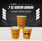 May Cup 7 Oz Karton Bardak 500 Adet Karışık Smile Desen May Cup