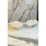 MAY HOME 2'Li Oval Porselen Sunumluk Servsilik & Ayaklı Kayık Meze Tabağı