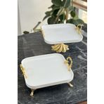 MAY HOME 2'li Porselen Gold Sofra & Sunum & İkramlık & Kahvaltı Seti
