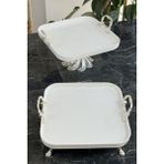May Home 2'li Porselen Gümüş Sofra & Sunum & Ikramlık & Kahvaltı Seti - Şeffaf