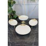May Home 4 Parça Bron Gold Porselen Sofra Sunum Servis Seti & Yemek Tabağı Salata Kasesi Oval Meze Tabağı
