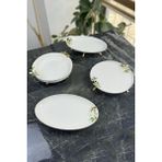 May Home 4 Parça Porselen Kase Servis Sofra Sunum Tabağı Seti - Beyaz