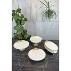May Home 5 Parça Bron Porselen Sofra Sunum Seti & Yemek Tabağı Salata Kasesi Oval Meze Tabağı - Gold