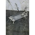 May Home Ayaklı Lüx Sunum Servis Tabağı Gümüş Renkli 30 cm X 14 cm Şık Tasarımlı Tepsi
