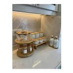 may home design 6'lı Stantlı Baharatlık/12'li Bambu Kapak Döner Stant Baharatlık/2'li Sabunluk