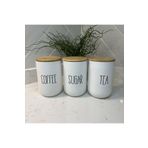 may home design 890 ml 3lü Bambu Kapaklı Çay/Kahve/Şeker Baharatlık Seti Cam 3 Parça