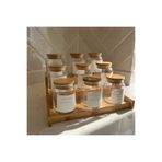 may home design 9'lu Merdiven Stantlı Bambu Kapaklı Etiketli Baharatlık