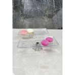 May Home Kand 2'li Metal Ayaklı Madlen Cam Sunum Tabağı & Ikramlık Tatlı Servis Tabağı - Gümüş