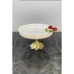 May Home Kiraz Detaylı Ayaklı Porselen Kase & Salata Sunum Kasesi - Gold