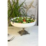 MAY HOME Porselen Antik Kulplu Ayaklı Sunum Kasesi & Salata Meze Sunumluğu