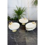 May Home Sedef Kelebek Porselen Kase Tabak Sunum Seti Metal Ayaklı Gold Renkli Şık Tasarım