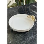 May Home Taban Ayaklı Porselen Servis Sunum Kasesi Papatya - Beyaz