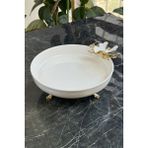 May Home Taban Ayaklı Porselen Servis Sunum Kasesi Wb - Beyaz