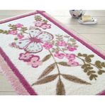 May Kelebek Desenli Oymalı Pembe 57x100cm Banyo Halısı